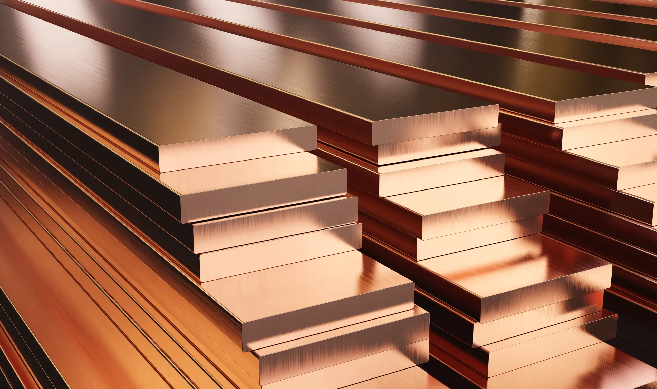 Copper flat bar on stock