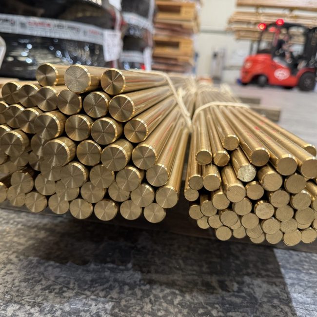 Bundles of brass round bar in stock at ILF