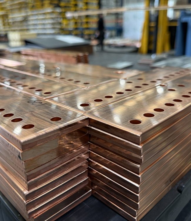 Stack of punched copper busbars